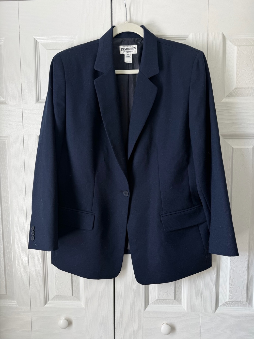 Pendleton Navy Single-Button Women's %100 Wool Blazer